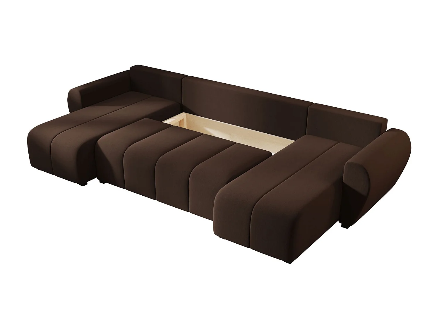 Canapé d'angle BEDANTE MOLISA U Cosmic 800 noir avec fonction couchage Canapé d'angle en forme de U avec espace de rangement Coffre à literie