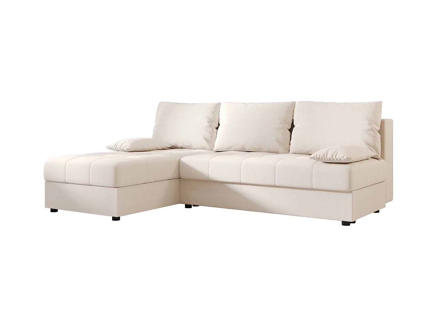 BEDANTE Canapé d’angle MOS L Cosmic 10 Beige Gauche avec fonction lit, canapé en L avec coffre de rangement, canapé-lit, canapé convertible