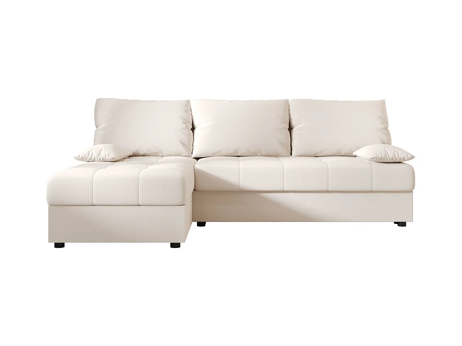 BEDANTE Canapé d’angle MOS L Cosmic 10 Beige Gauche avec fonction lit, canapé en L avec coffre de rangement, canapé-lit, canapé convertible