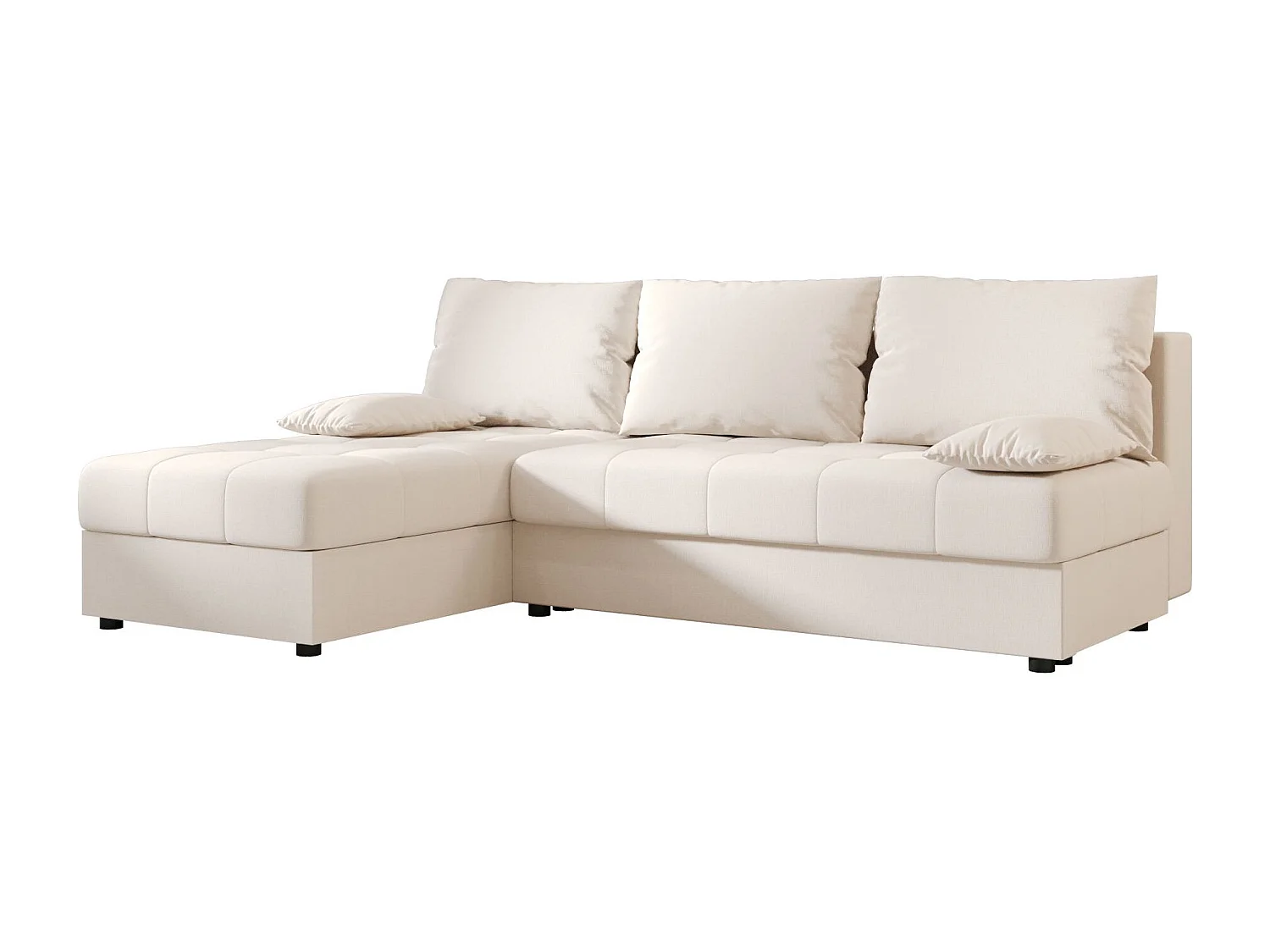 BEDANTE Canapé d’angle MOS L Cosmic 10 Beige Gauche avec fonction lit, canapé en L avec coffre de rangement, canapé-lit, canapé convertible