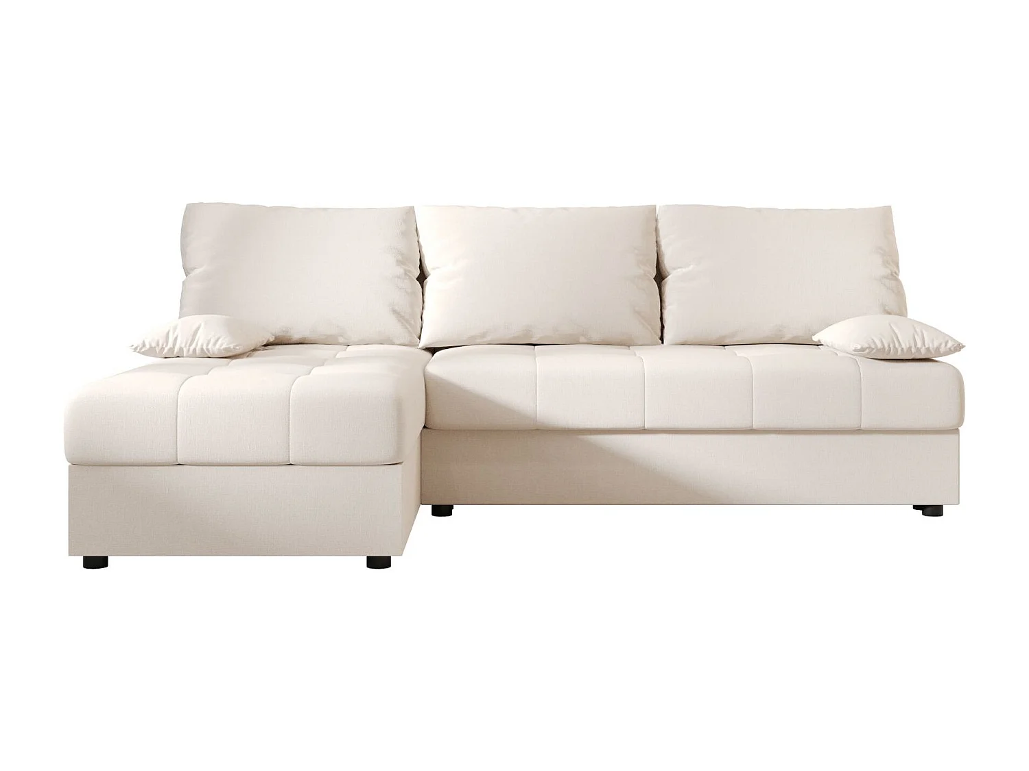 BEDANTE Canapé d’angle MOS L Cosmic 10 Beige Gauche avec fonction lit, canapé en L avec coffre de rangement, canapé-lit, canapé convertible