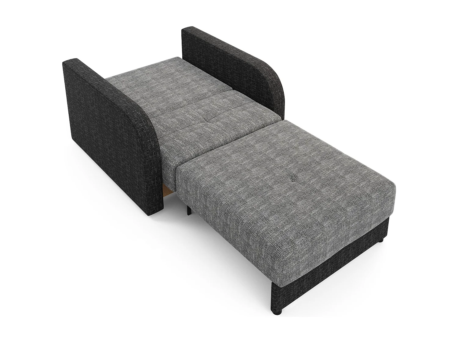 BEDANTE SOFA TWICE 80 mit Schlaffunktion KORNET 02+10 Grau/Schwarz mit Stauraum Bettkasten Wohnzimmersofa Couch Sofa Bettsofa Bettkasten Bettcouch