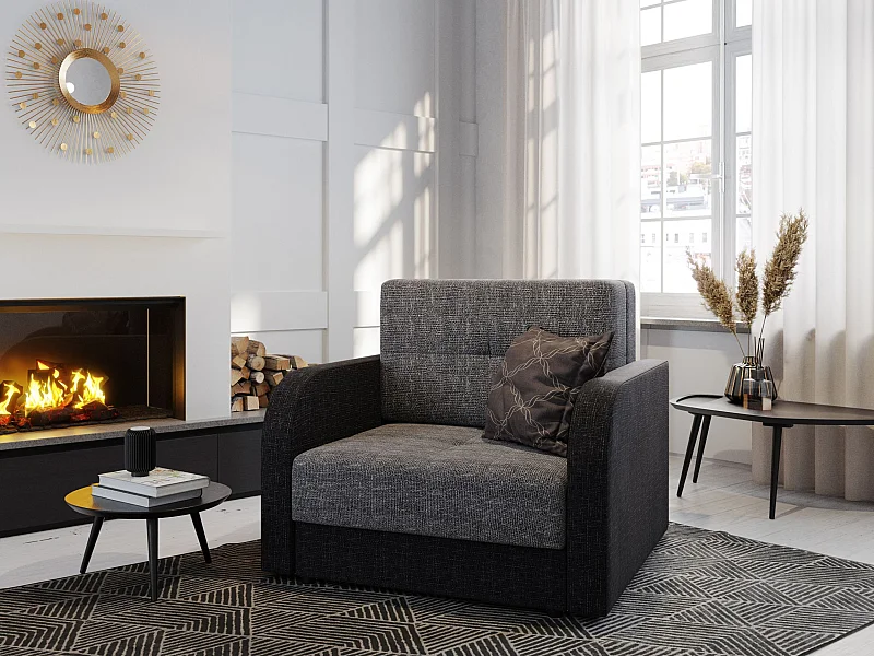 BEDANTE sofa TWICE 80 met slaapfunctie KORNET 02+10 grijs/zwart met opbergruimte bedlade woonkamerbank bank sofa slaapbank bedlade slaapbank