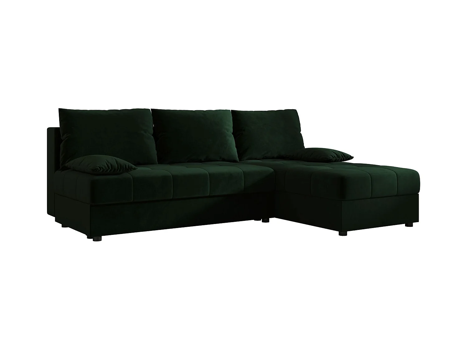 BEDANTE canapé d’angle MOS L Itaka 10 droite vert foncé avec fonction de couchage canapé en forme de L avec coffre de rangement