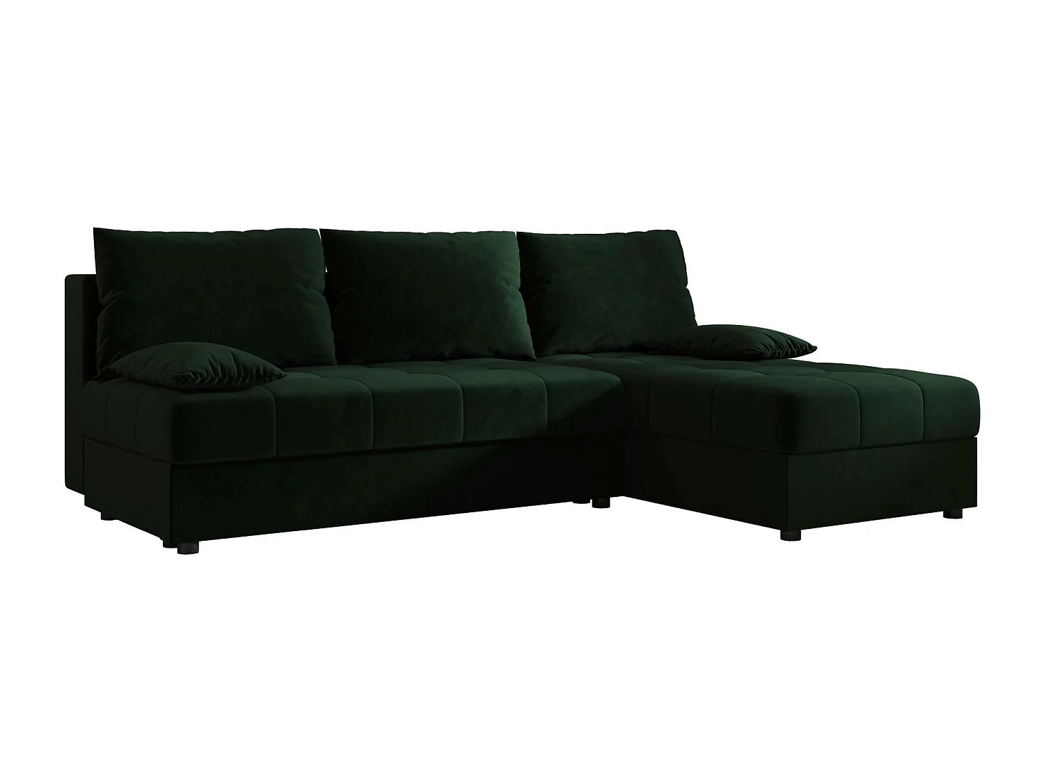BEDANTE canapé d’angle MOS L Itaka 10 droite vert foncé avec fonction de couchage canapé en forme de L avec coffre de rangement