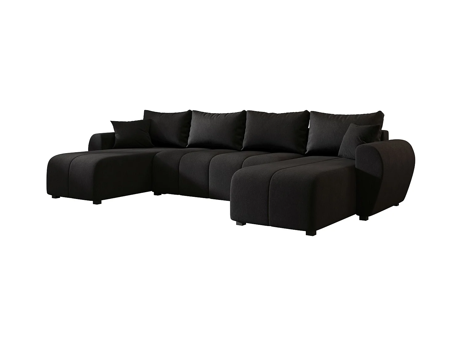 Canapé d'angle BEDANTE MOLISA U Cosmic 100 noir avec fonction couchage Canapé d'angle en forme de U avec espace de rangement Coffre à literie