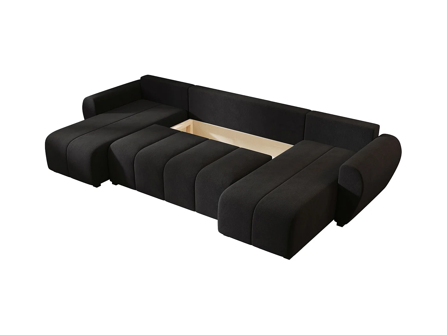 Canapé d'angle BEDANTE MOLISA U Cosmic 100 noir avec fonction couchage Canapé d'angle en forme de U avec espace de rangement Coffre à literie