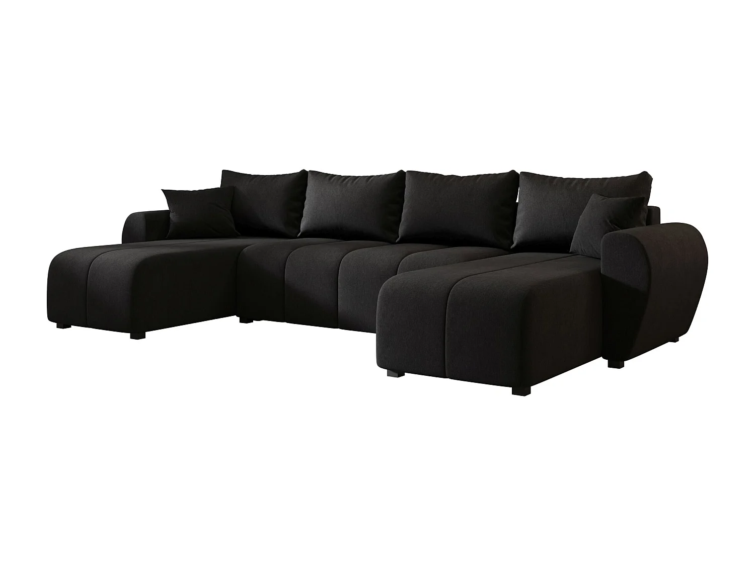 Canapé d'angle BEDANTE MOLISA U Cosmic 100 noir avec fonction couchage Canapé d'angle en forme de U avec espace de rangement Coffre à literie