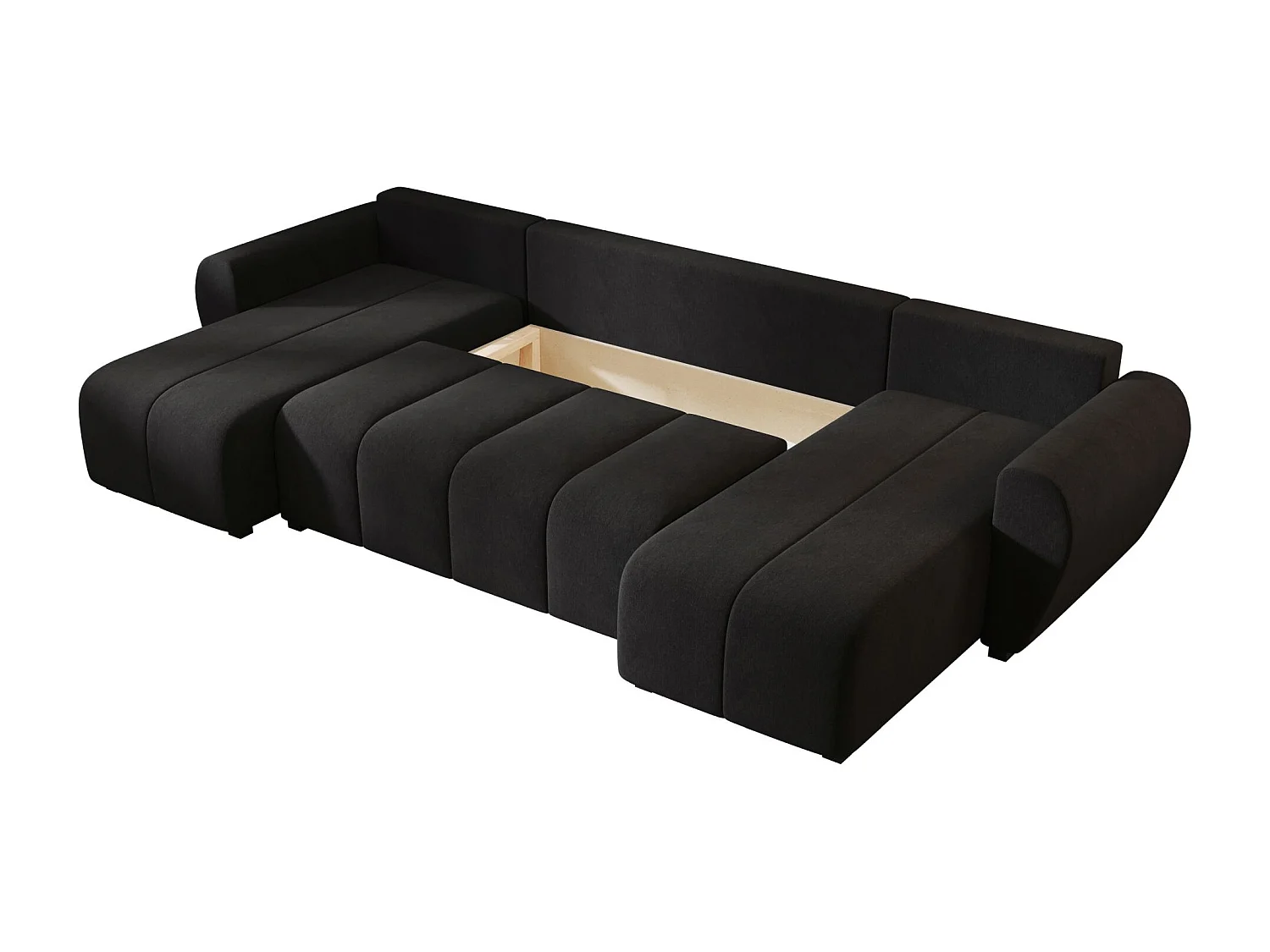 Canapé d'angle BEDANTE MOLISA U Cosmic 100 noir avec fonction couchage Canapé d'angle en forme de U avec espace de rangement Coffre à literie