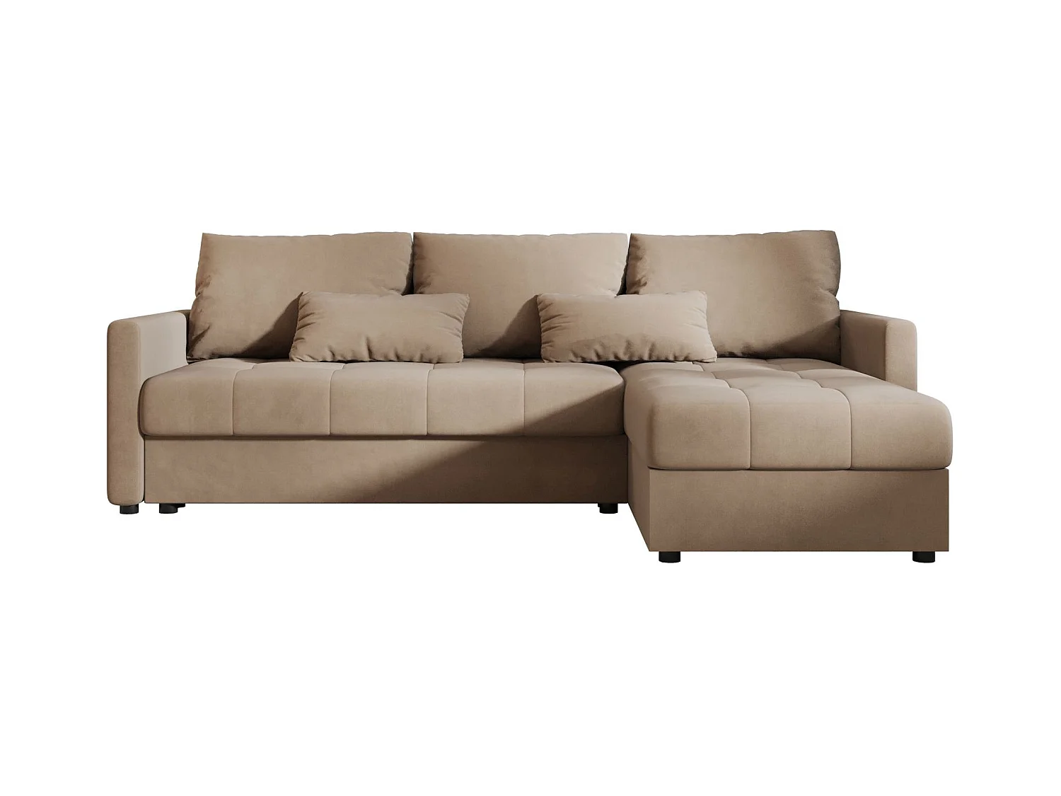 BEDANTE narożnik MOS L BIS Itaka 48 marron droite avec fonction de lit canapé en L avec coffre de rangement canapé de salon, canapé convertible