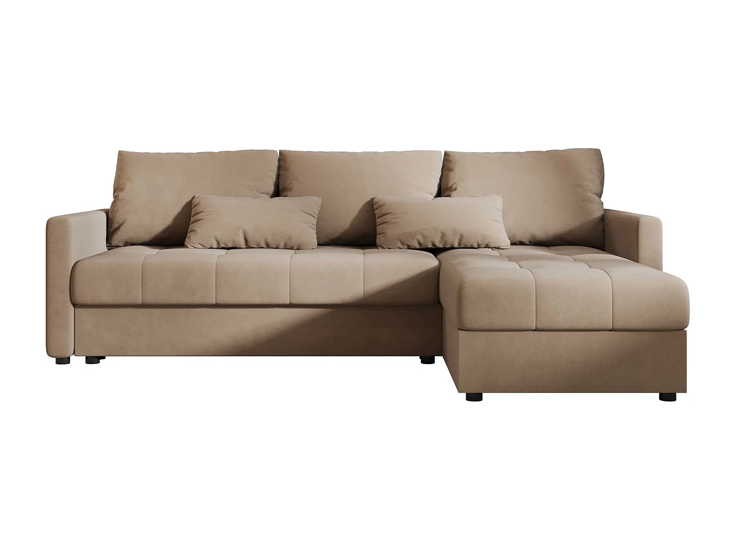 BEDANTE narożnik MOS L BIS Itaka 48 marron droite avec fonction de lit canapé en L avec coffre de rangement canapé de salon, canapé convertible