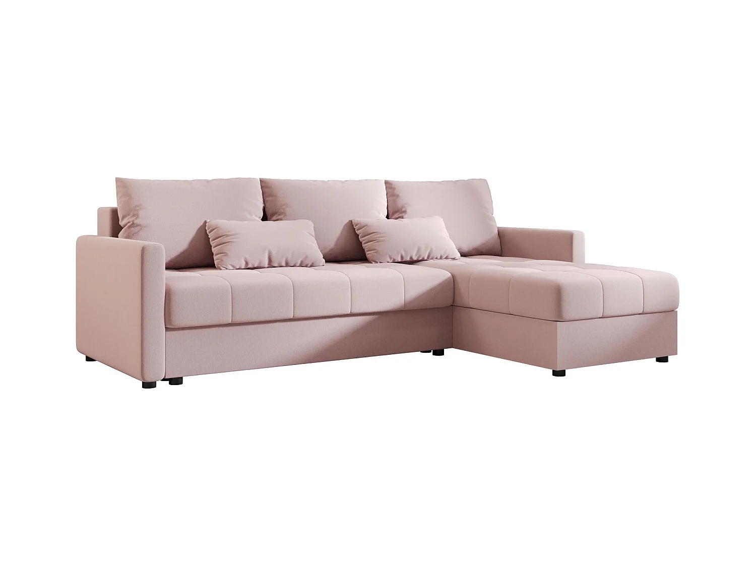 BEDANTE narożnik MOS L BIS Cosmic 14 rose droite avec fonction de lit canapé en L avec coffre de rangement canapé de salon, canapé convertible