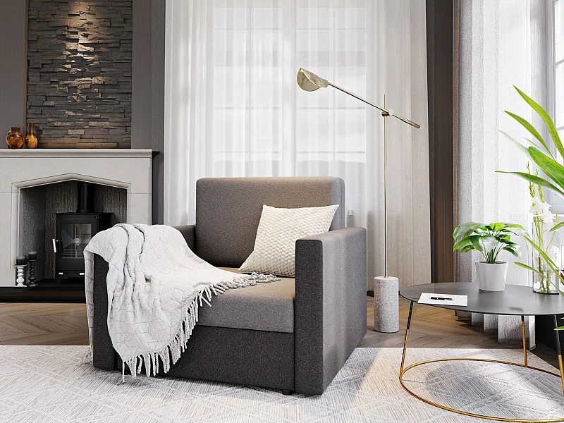 BEDANTE canapé HEVEN 80 avec fonction de couchage SAWANA 21+05 gris