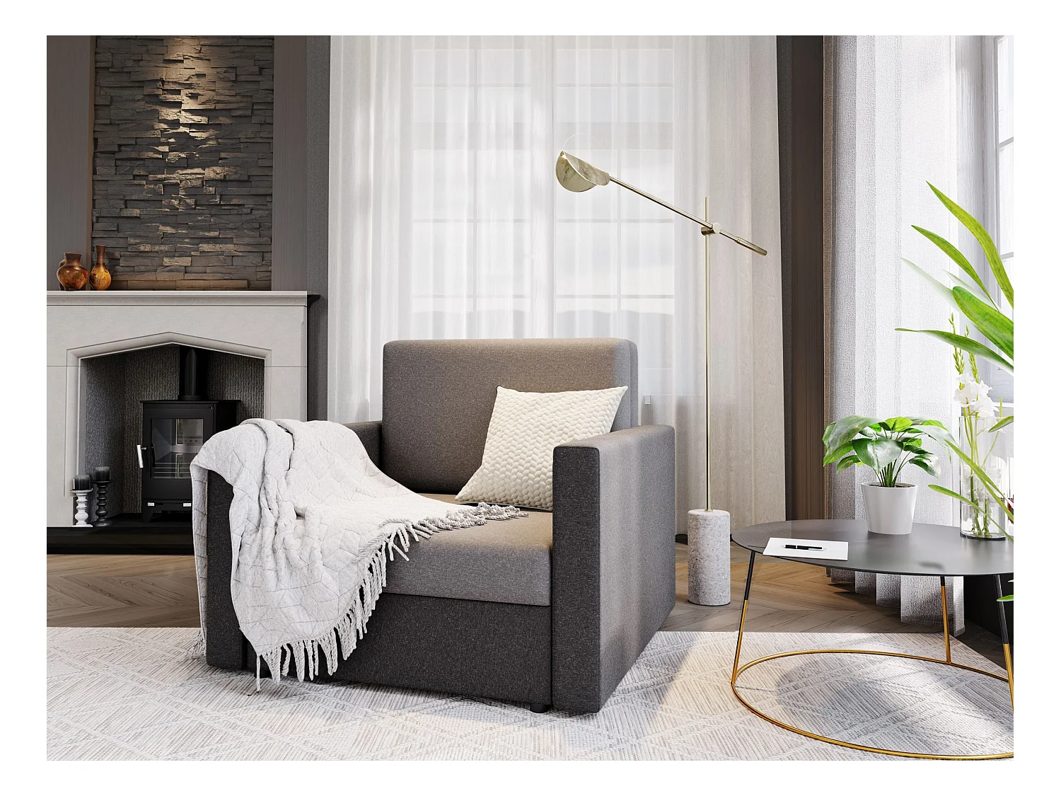 BEDANTE SOFA HEVEN 80 mit Schlaffunktion SAWANA 21+05 Grau mit Stauraum Bettkasten Wohnzimmersofa Couch Sofa Bettsofa Bettkasten Bettcouch