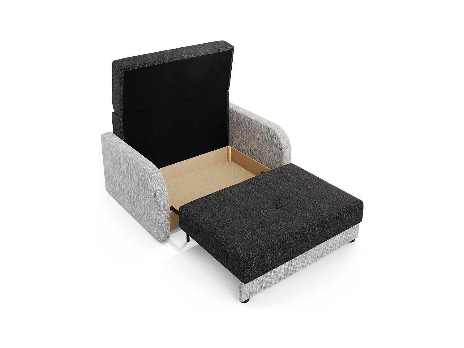 BEDANTE canapé TWICE 120 avec fonction de couchage KORNET 10+18 noir/gris