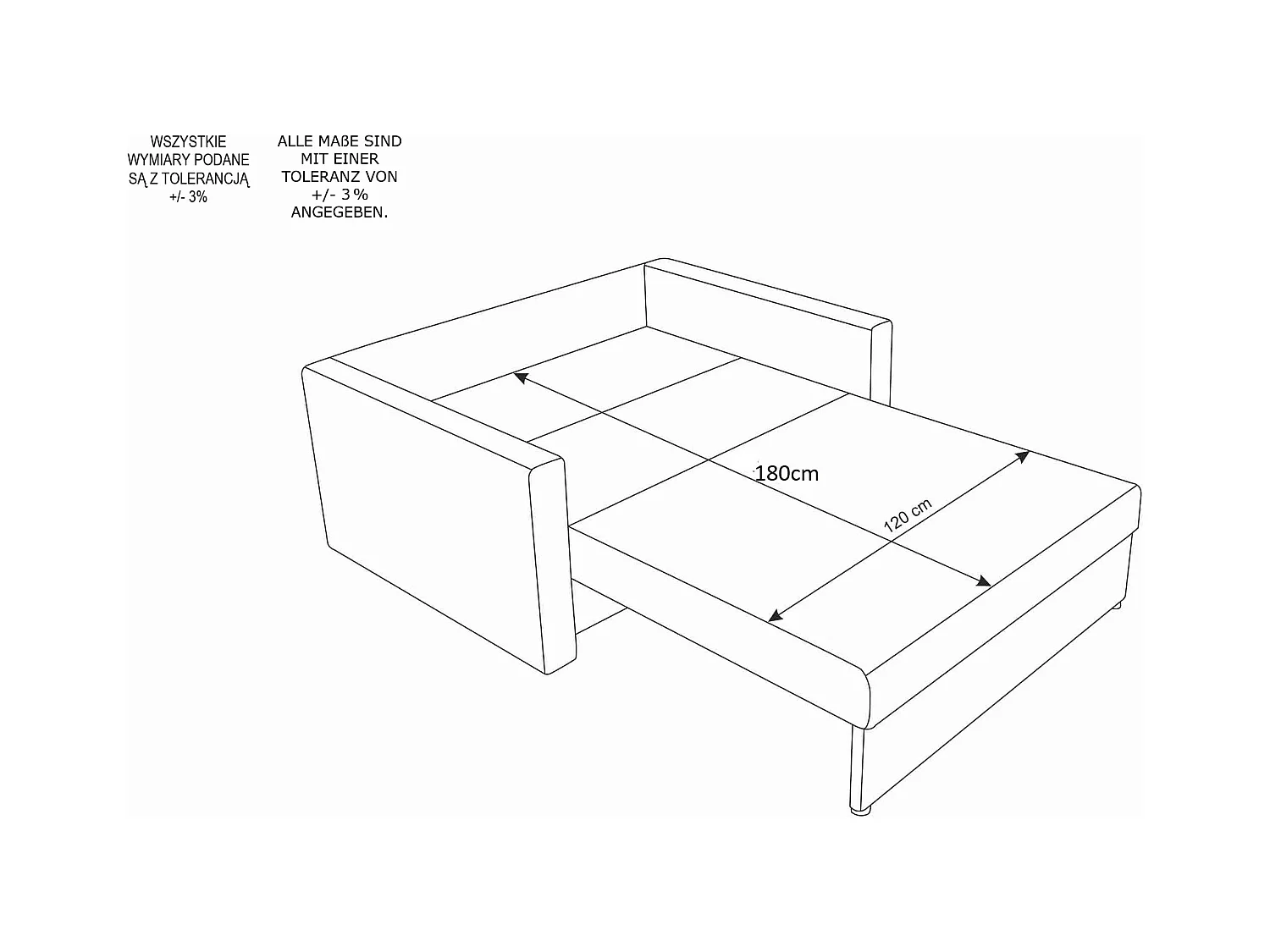 BEDANTE canapé TWICE 120 avec fonction de couchage KORNET 10+18 noir/gris