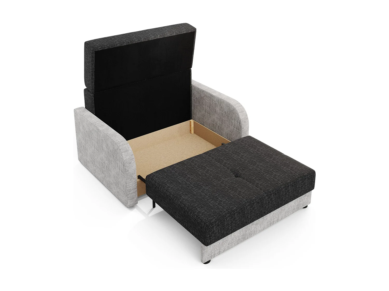 BEDANTE sofa TWICE 120 met slaapfunctie KORNET 10+18 zwart/grijs met opbergruimte bedlade woonkamerbank bank sofa slaapbank bedlade slaapbank