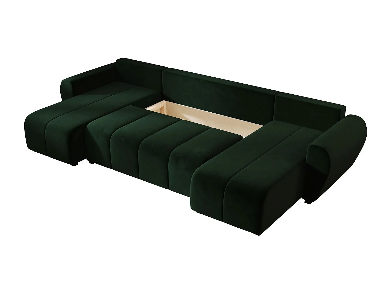 Canapé d'angle BEDANTE MOLISA U itaka 10 noir avec fonction couchage Canapé d'angle en forme de U avec espace de rangement Coffre à literie