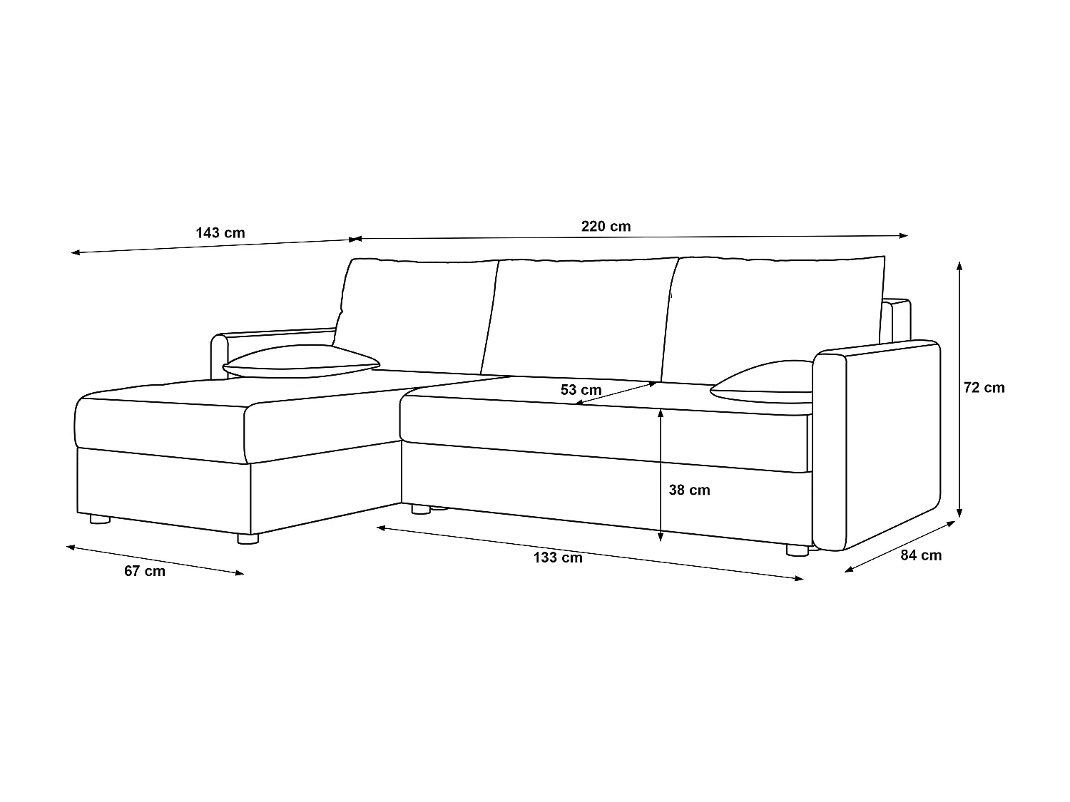 Canapé d'angle convertible coulissant 3 places avec coffre en tissu Gris BEDANTE