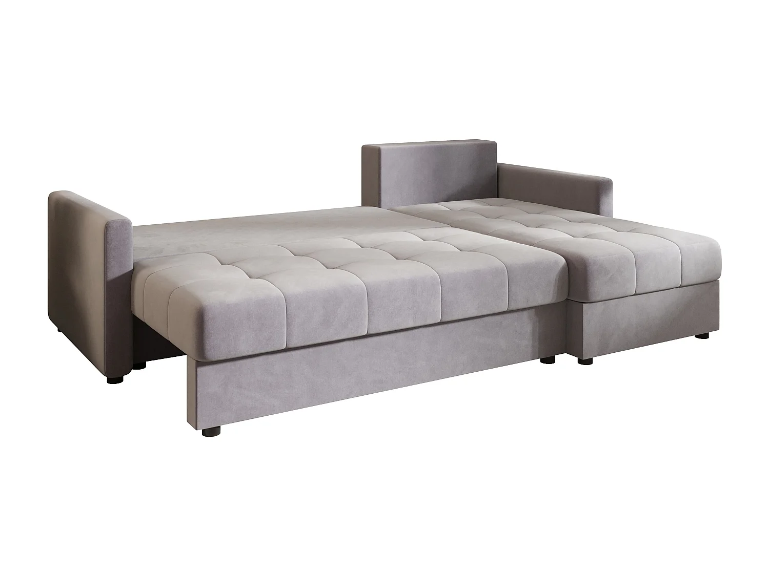 Canapé d'angle convertible coulissant 3 places avec coffre en tissu Gris BEDANTE