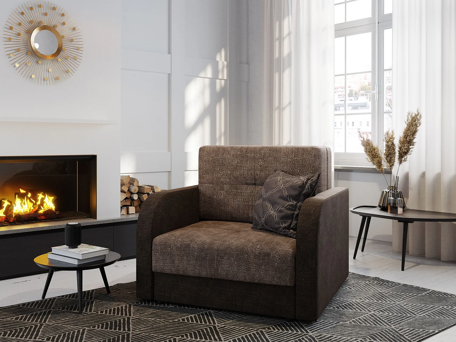 BEDANTE canapé TWICE 80 avec fonction de couchage KORNET 12+00 marron