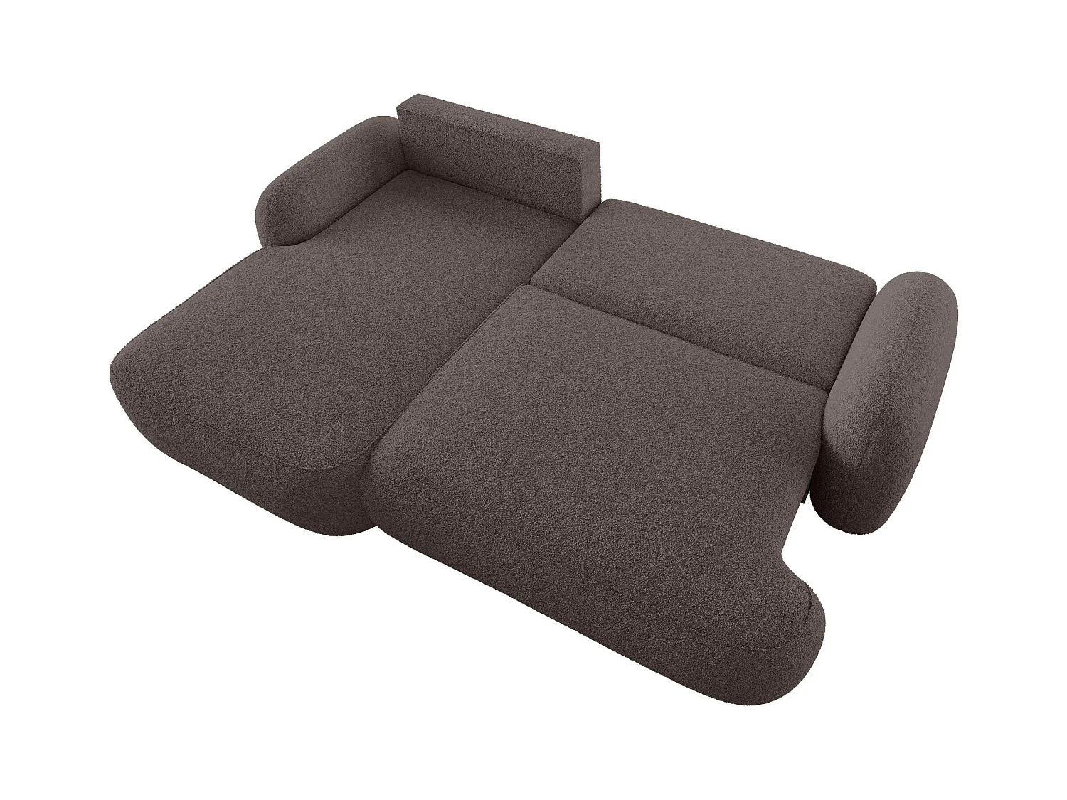 BEDANTE Canapé d’angle MOLLY L Gauche TERRA FROTTE 29 marron avec fonction lit en L avec coffre de rangement