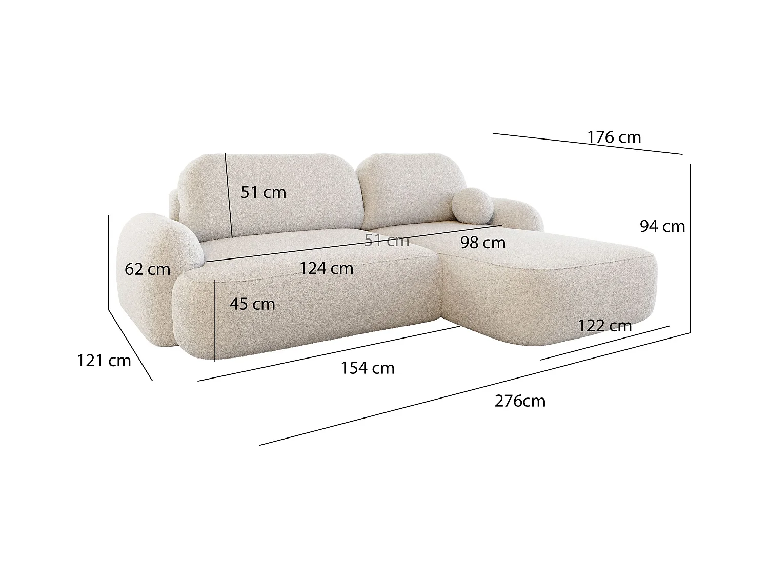 BEDANTE Canapé d’angle MOLLY L Gauche TERRA FROTTE 29 marron avec fonction lit en L avec coffre de rangement