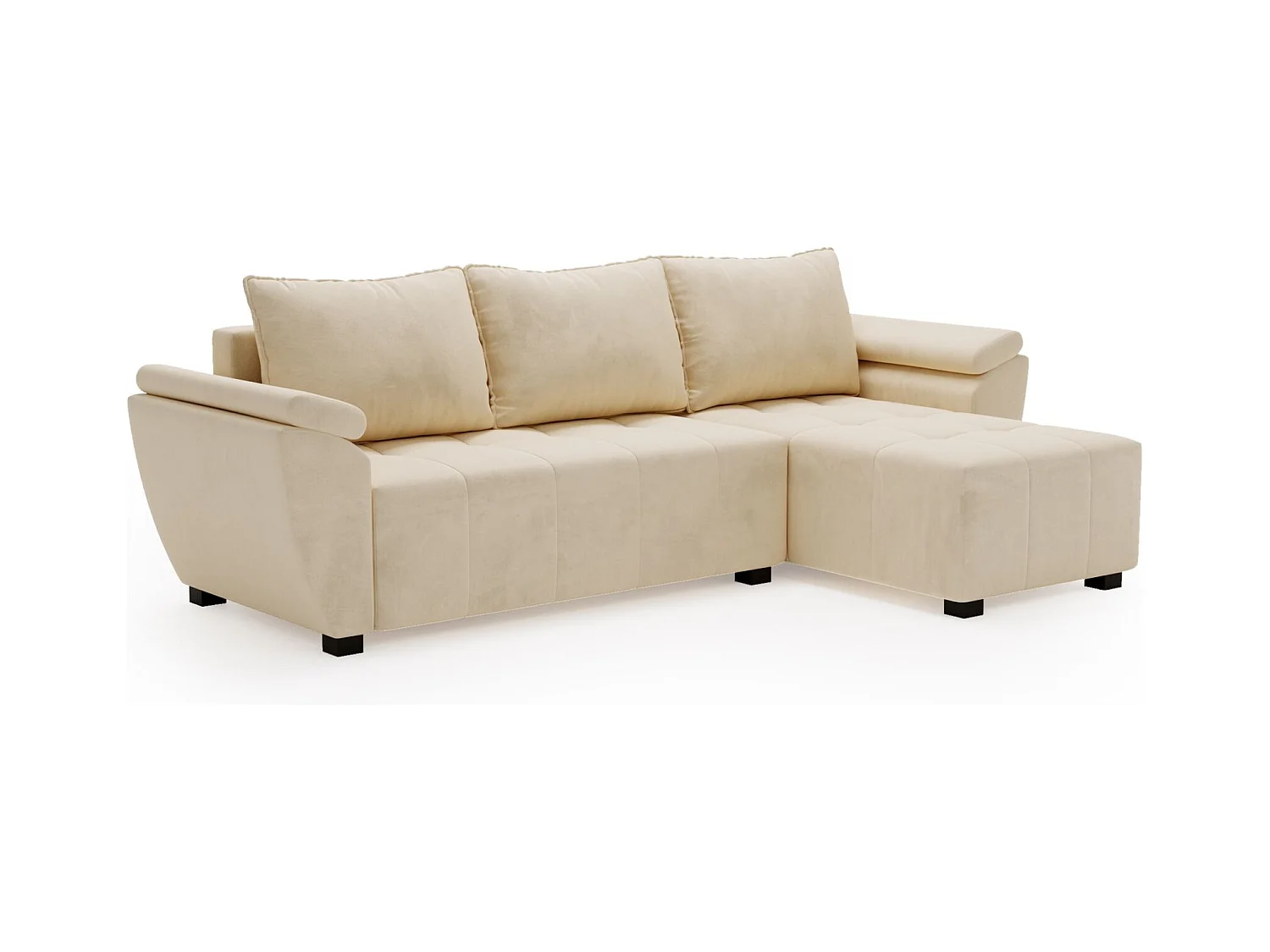 BEDANTE canapé d’angle ZEUS L Monolith 02 droit beige avec fonction lit canapé en forme de L avec coffre de rangement canapé de salon canapé convertible