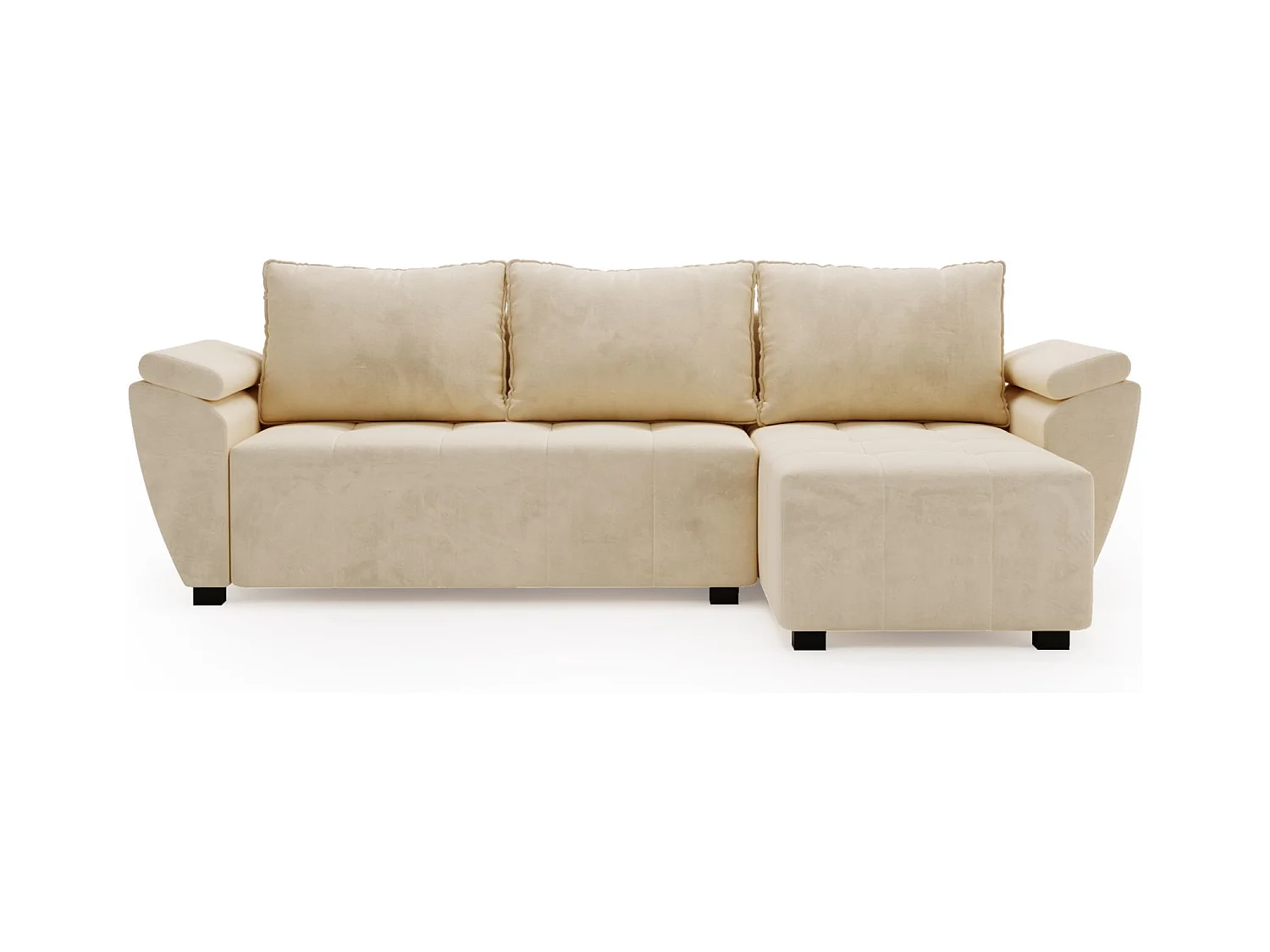 BEDANTE canapé d’angle ZEUS L Monolith 02 droit beige avec fonction lit canapé en forme de L avec coffre de rangement canapé de salon canapé convertible