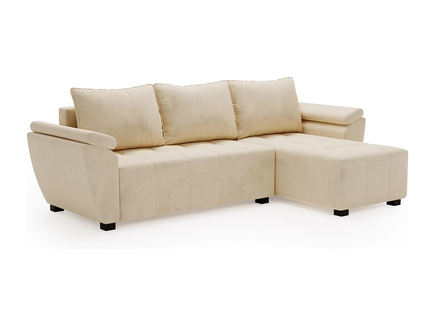 BEDANTE canapé d’angle ZEUS L Monolith 02 droit beige avec fonction lit canapé en forme de L avec coffre de rangement canapé de salon canapé convertible