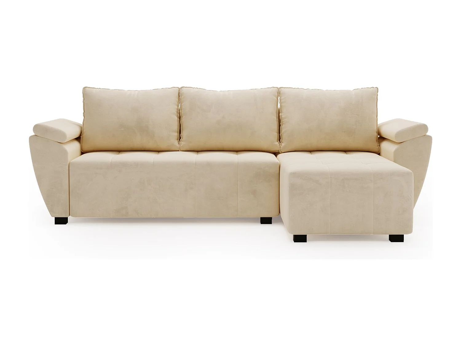 BEDANTE canapé d’angle ZEUS L Monolith 02 droit beige avec fonction lit canapé en forme de L avec coffre de rangement canapé de salon canapé convertible