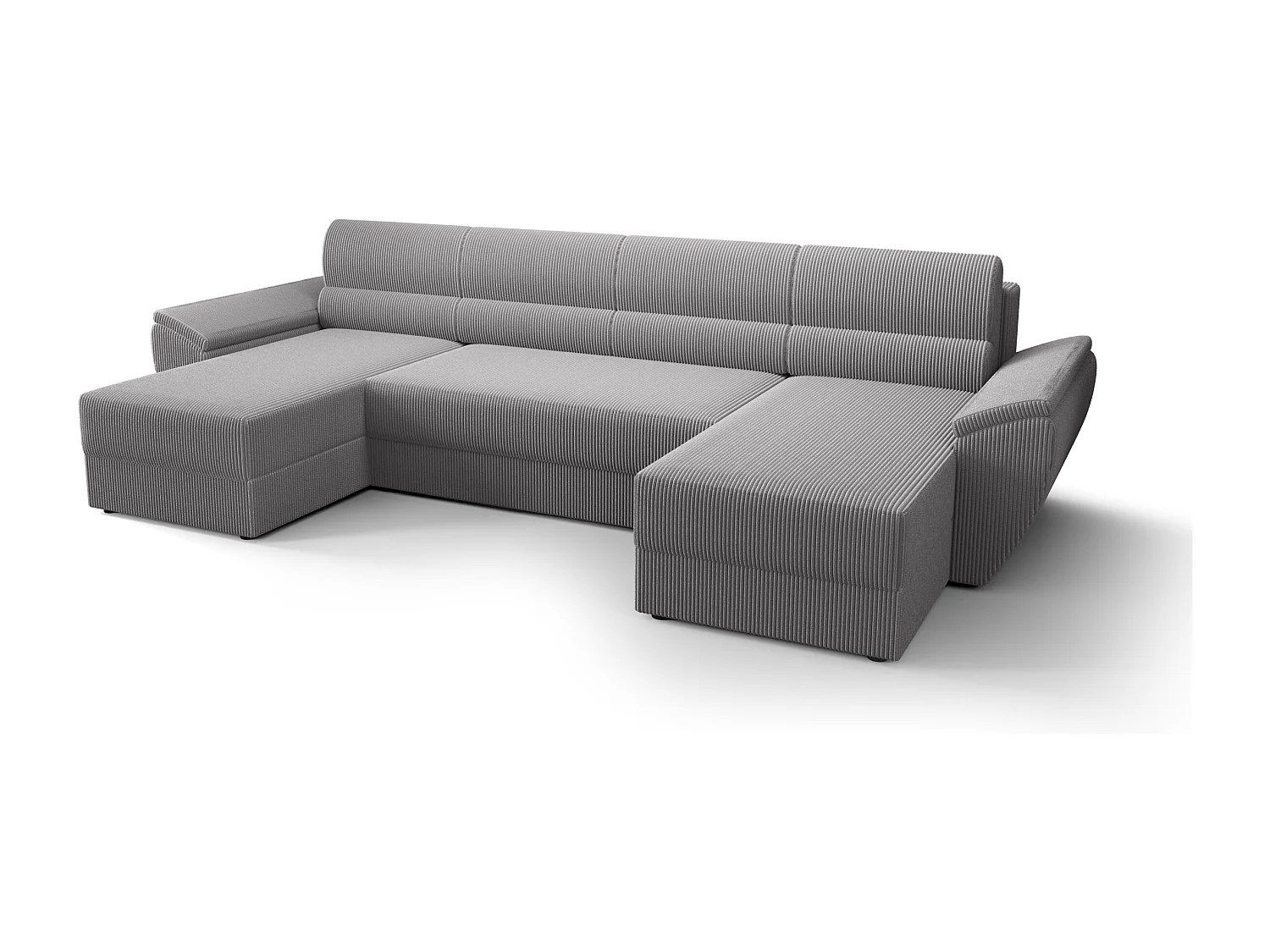 BEDANTE canapé d’angle REBIU2 Poso 110 gris avec fonction de couchage canapé en U avec espace de rangement