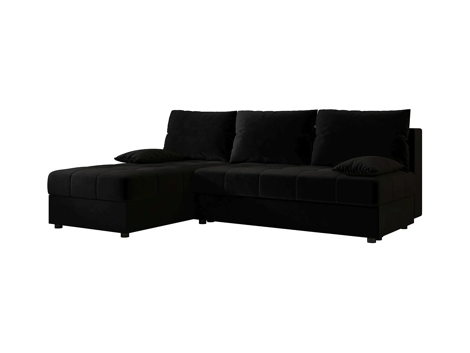BEDANTE canapé d’angle MOS L Itaka 15 gauche noir avec fonction de couchage canapé en forme de L avec coffre de rangement