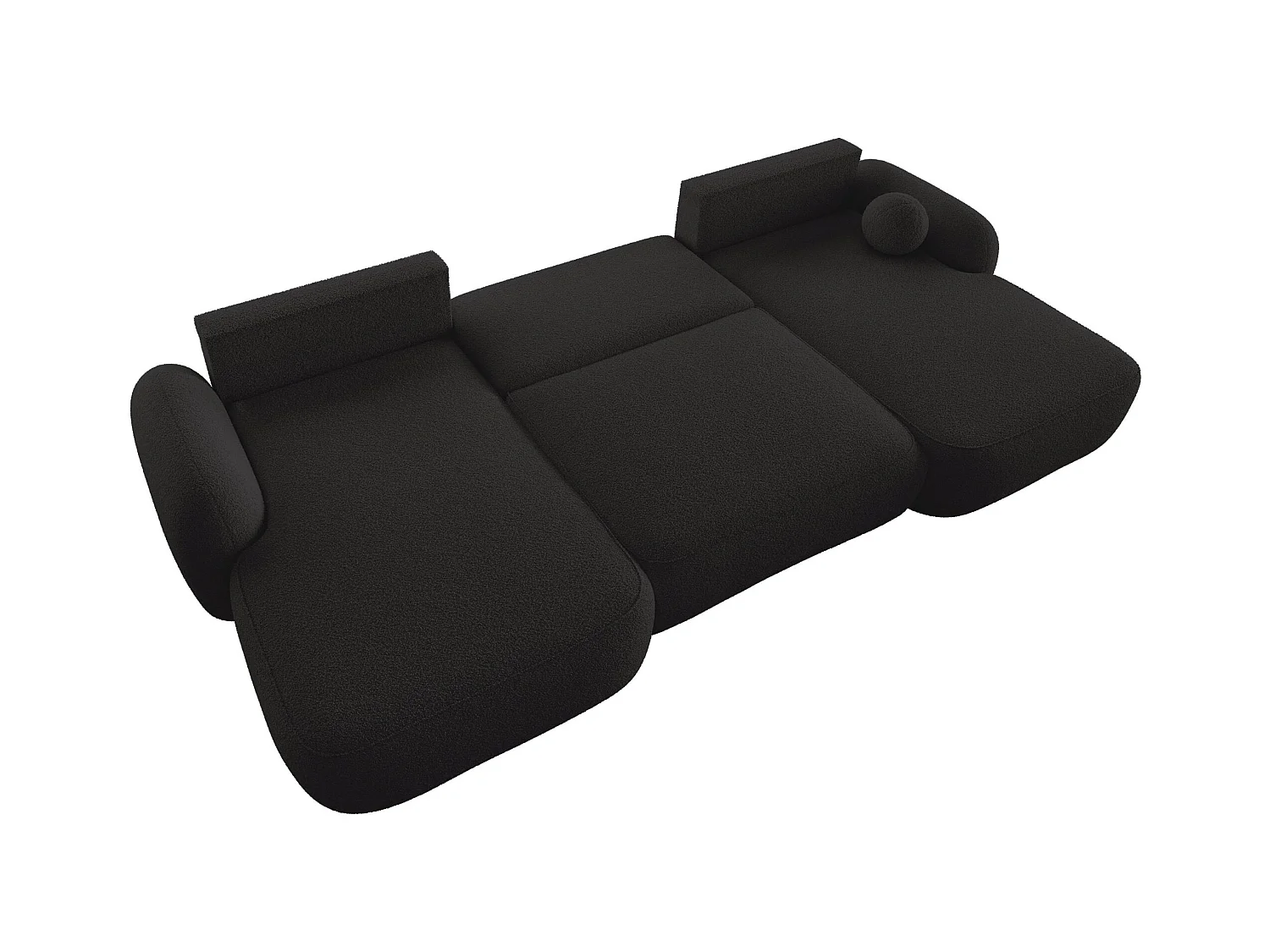 BEDANTE Canapé d’angle en U MOLLY U TERRA FROTTE 14 noir avec fonction lit avec coffre de rangement