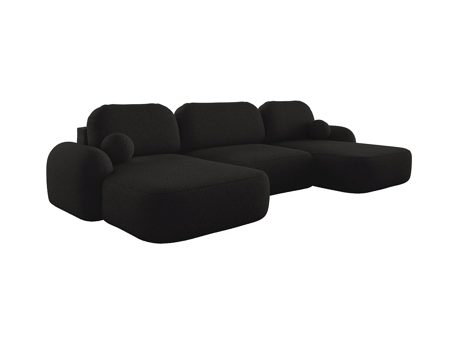 BEDANTE WOHNLANDSCHAFT MOLLY U QUELLE 14 Schwarz mit Schlaffunktion U-Form Sofa mit Stauraum Bettkasten