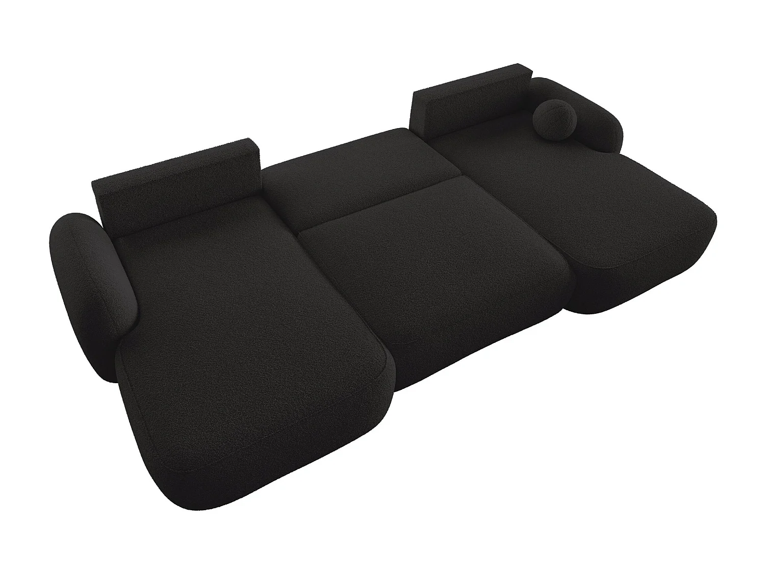 BEDANTE WOHNLANDSCHAFT MOLLY U TERRA FROTTE 14 czarny z funkcją spania Sofa w kształcie litery U z miejscem do przechowywania