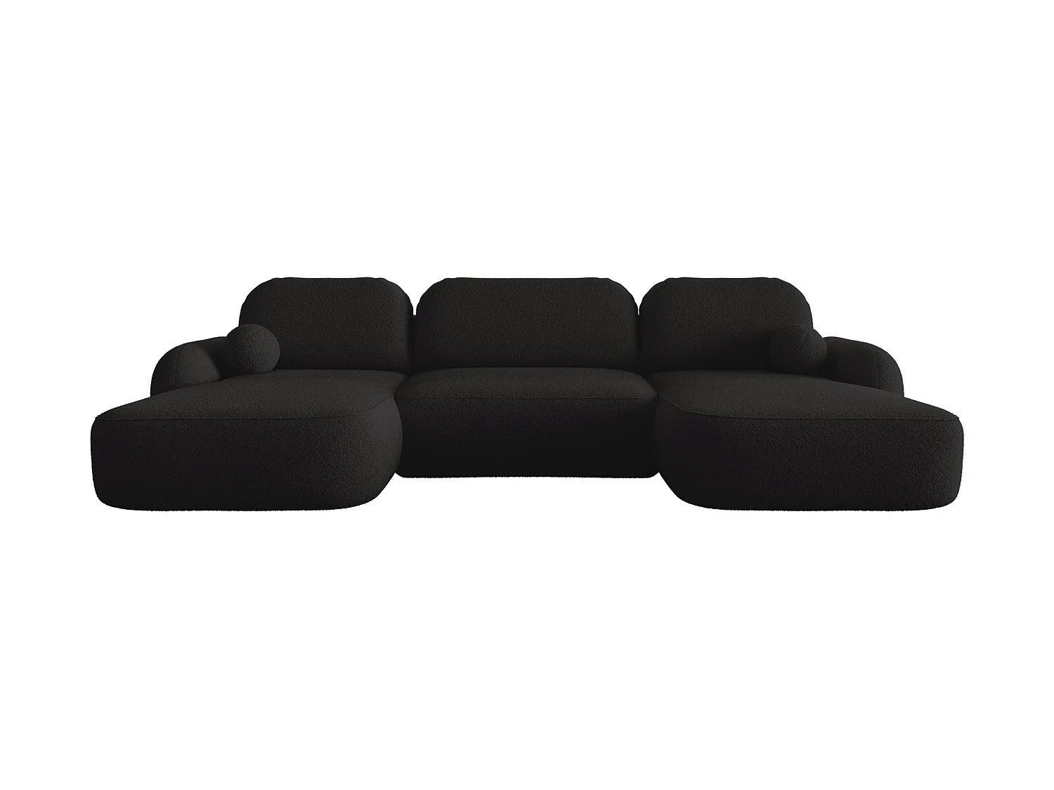 Canapé d'angle convertible 5 places avec coffre en tissu noir