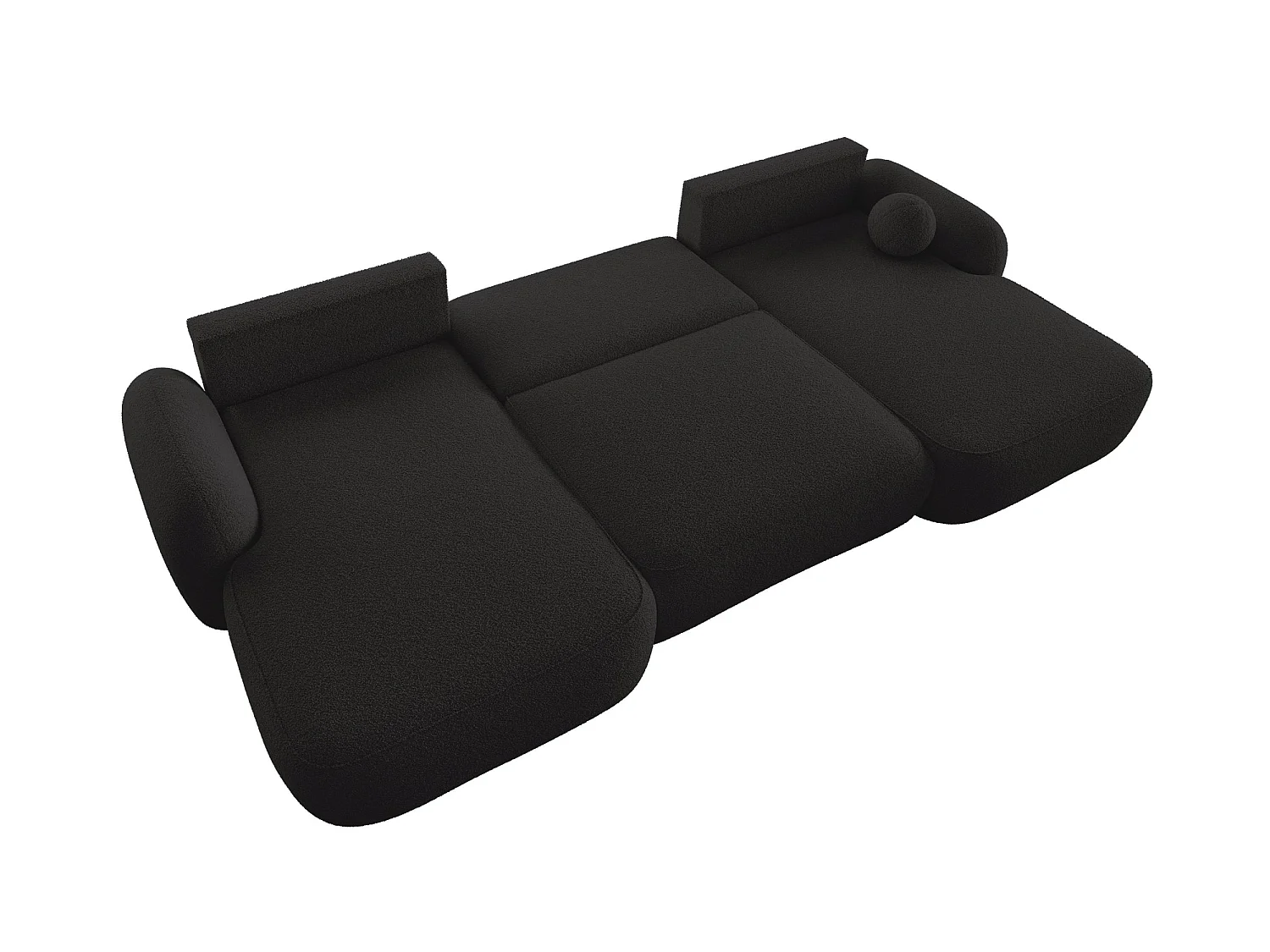Canapé d'angle convertible 5 places avec coffre en tissu noir