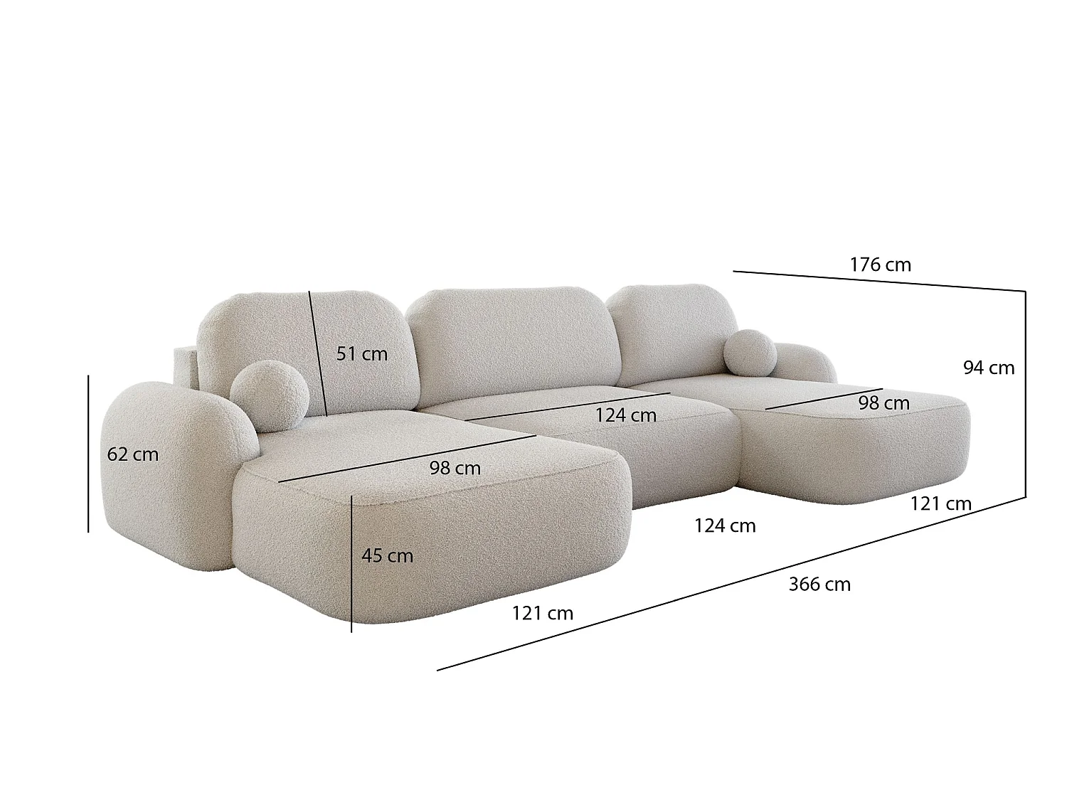 Canapé d'angle convertible 5 places avec coffre en tissu noir