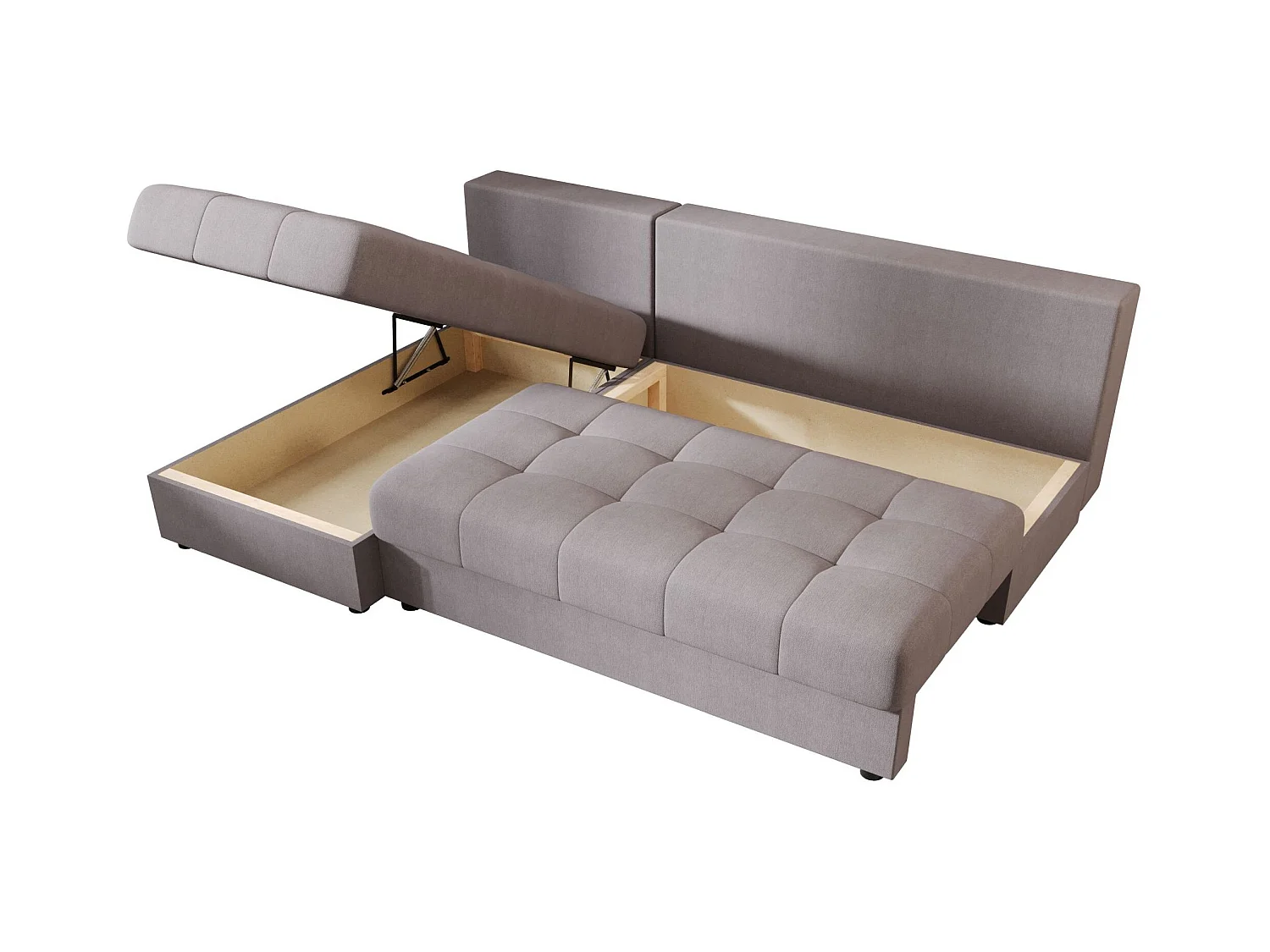 BEDANTE Canapé d’angle MOS L Cosmic 160 Gris Gauche avec fonction lit, canapé en L avec coffre de rangement, canapé-lit, canapé convertible