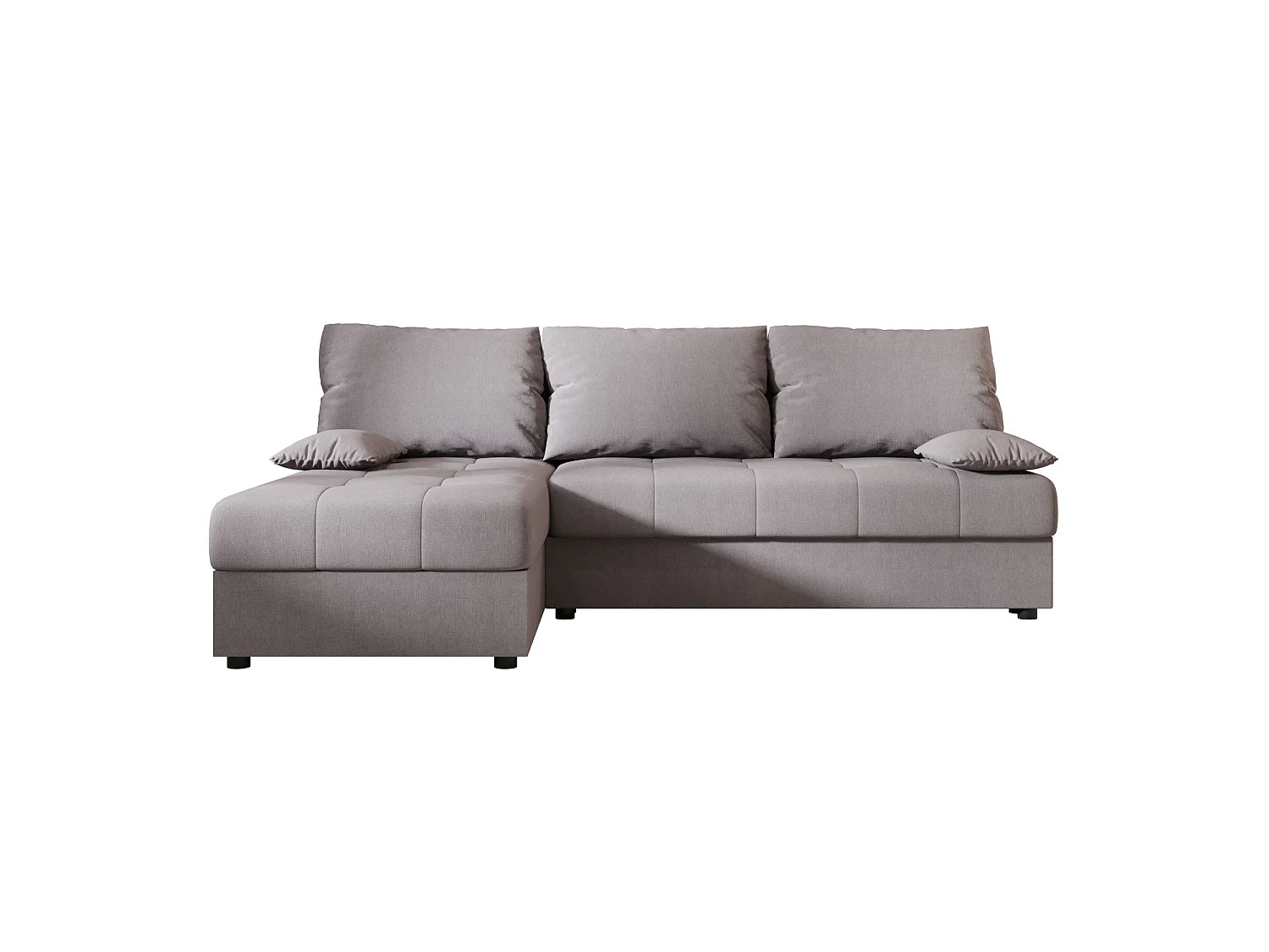 Canapé d'angle convertible 3 places avec coffre en tissu gris