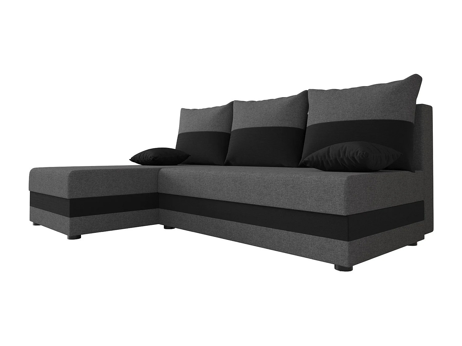 BEDANTE canapé d'angle HEWLET L Sawana 05+14 gauche gris foncé/noir avec fonction de couchage canapé en forme de L