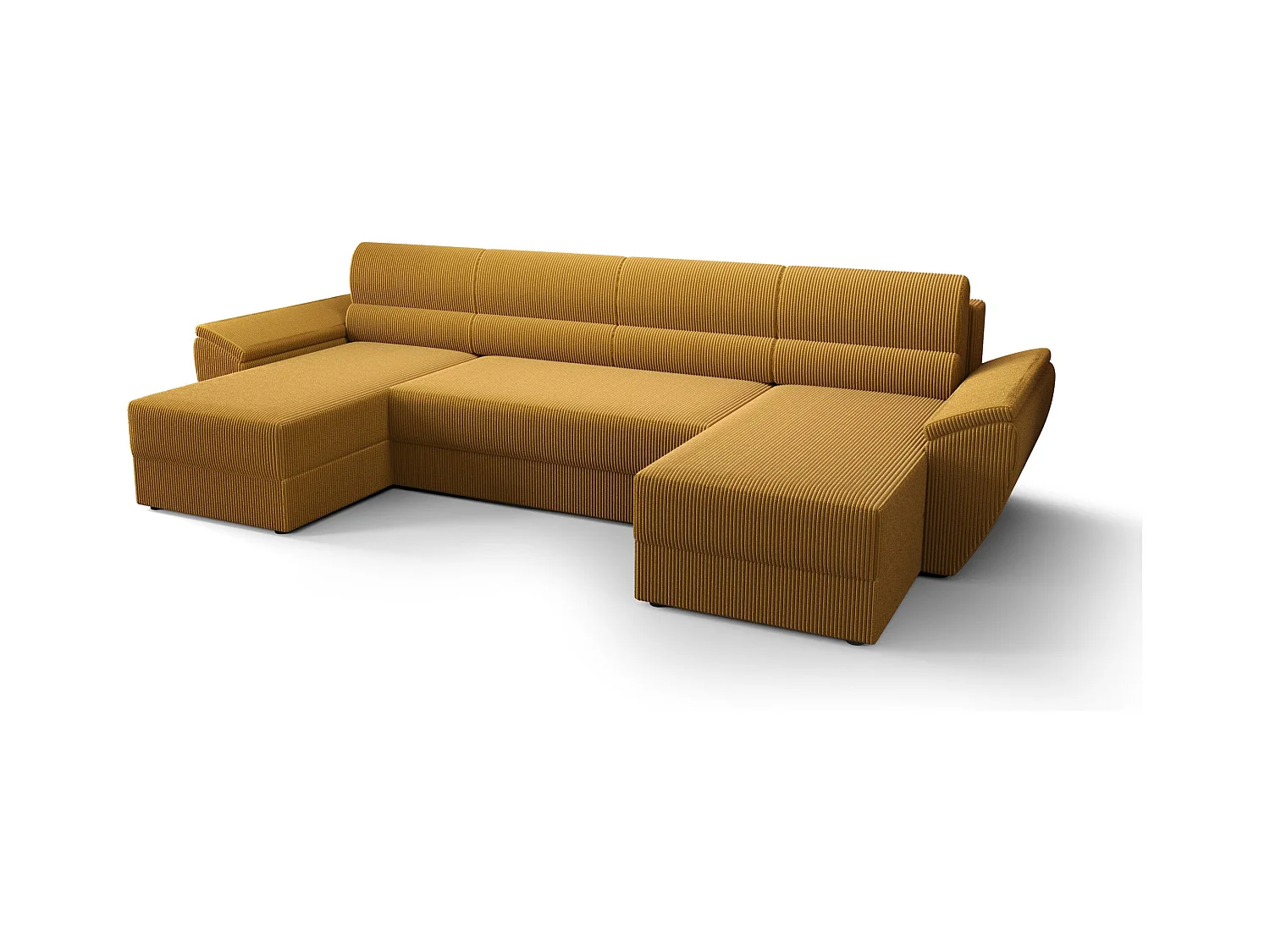 BEDANTE canapé d’angle REBIU2 Poso 01 orange avec fonction de couchage canapé en U avec espace de rangement