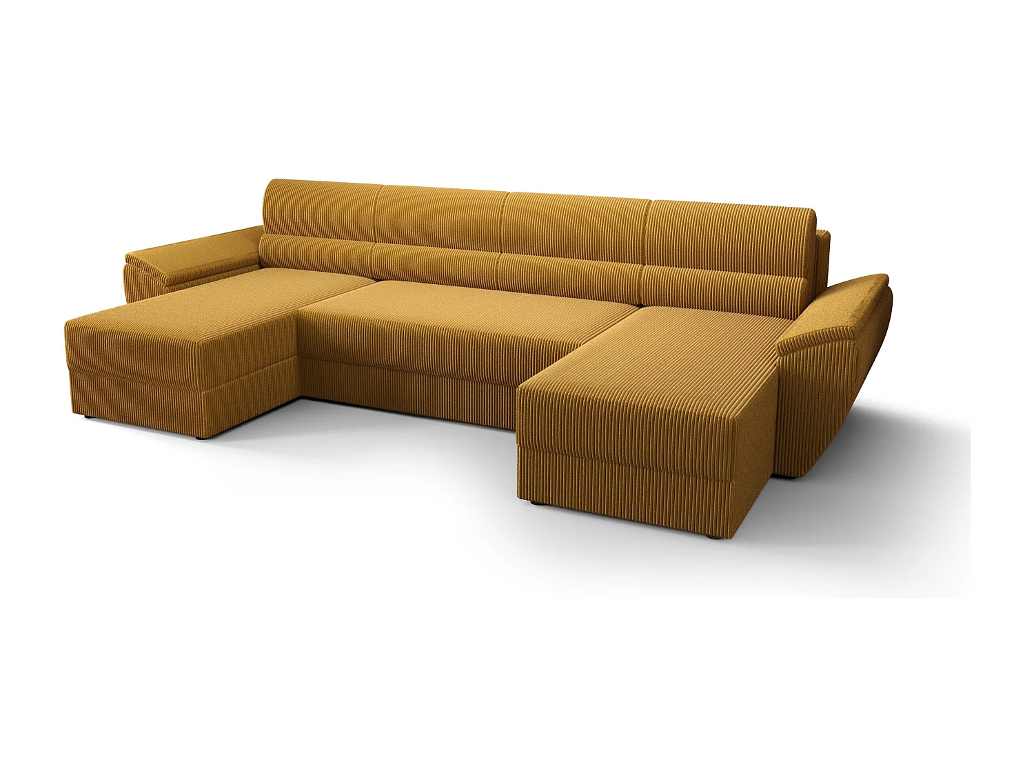 BEDANTE canapé d’angle REBIU2 Poso 01 orange avec fonction de couchage canapé en U avec espace de rangement
