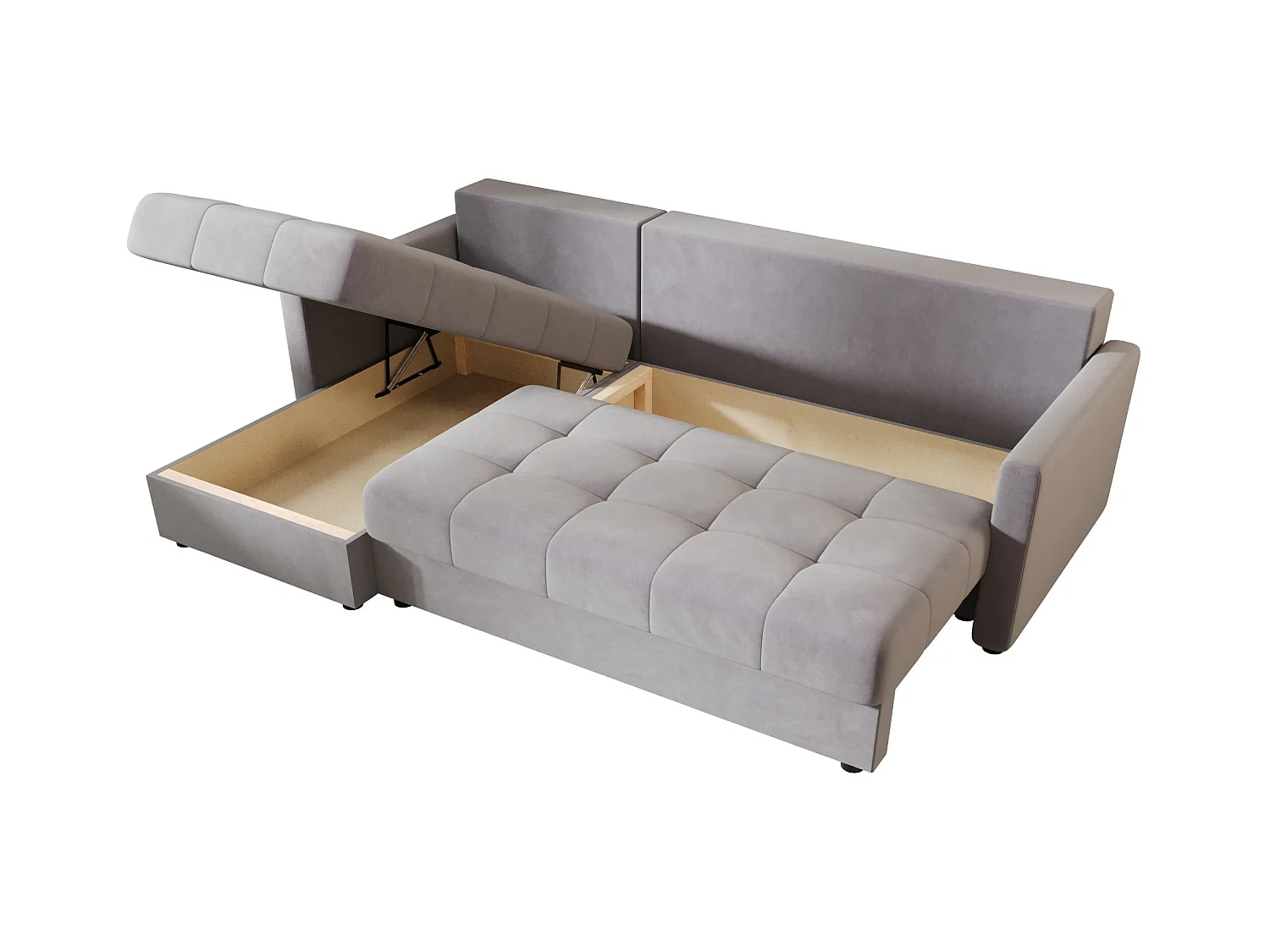 BEDANTE narożnik MOS L BIS Itaka 50 gris gauche avec fonction de lit canapé en L avec coffre de rangement canapé de salon, canapé convertible