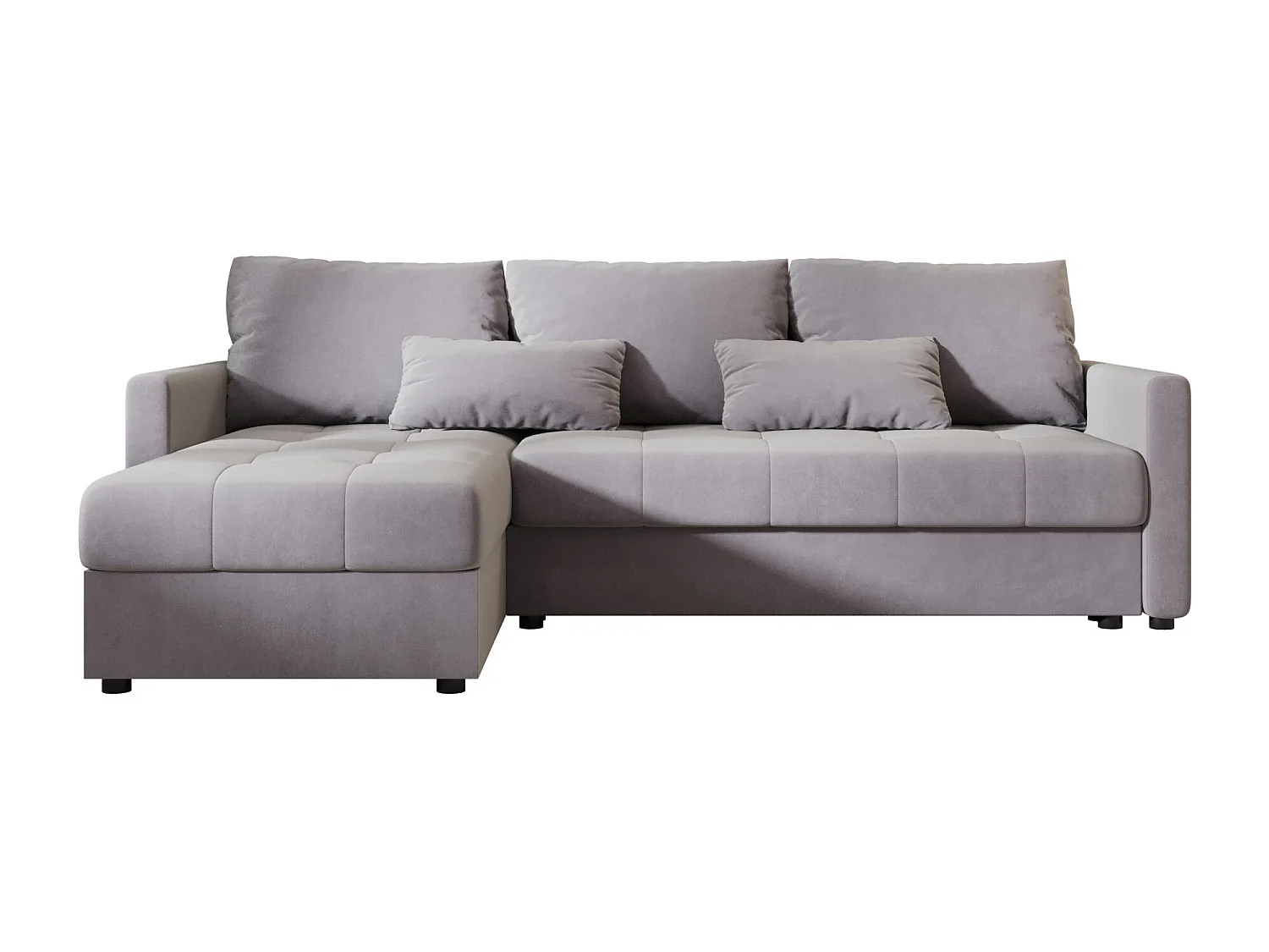 BEDANTE narożnik MOS L BIS Itaka 50 gris gauche avec fonction de lit canapé en L avec coffre de rangement canapé de salon, canapé convertible