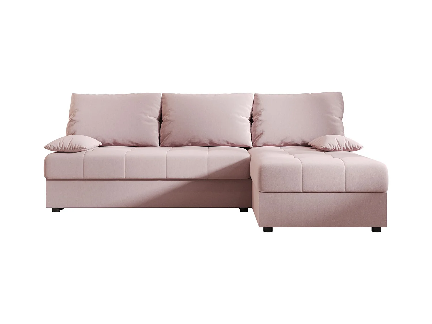 BEDANTE Canapé d’angle MOS L Cosmic 14 Rose Droite avec fonction lit, canapé en L avec coffre de rangement, canapé-lit, canapé convertible