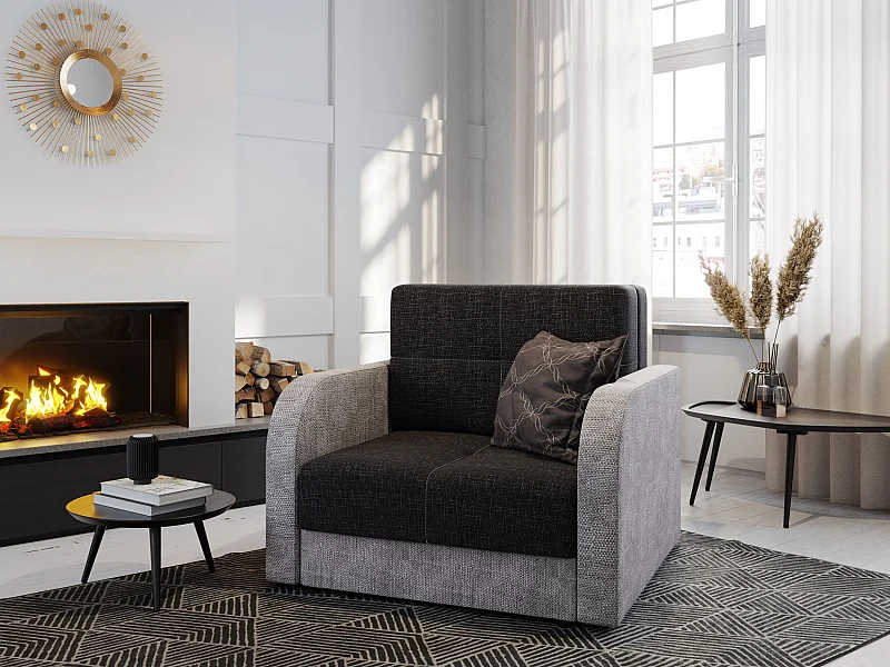 BEDANTE canapé TWICE 80 avec fonction de couchage KORNET 10+18 noir/gris