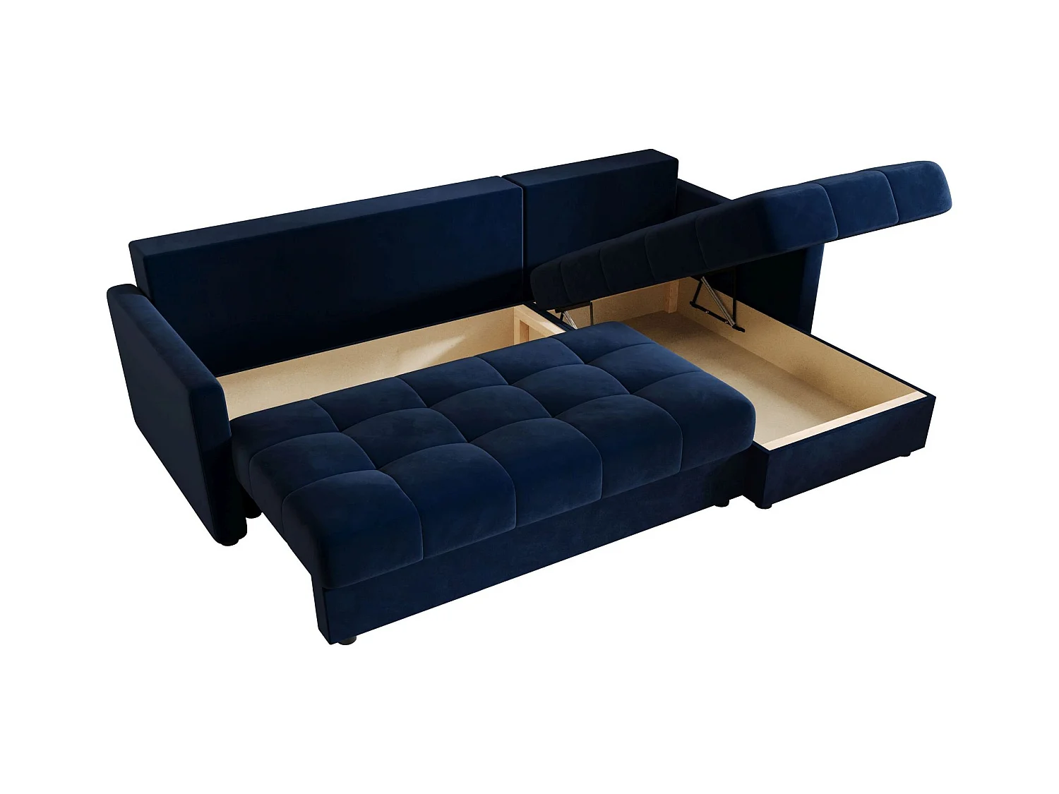 BEDANTE narożnik MOS L BIS Itaka 11 bleu foncé droite avec fonction de lit canapé en L avec coffre de rangement canapé de salon, canapé convertible