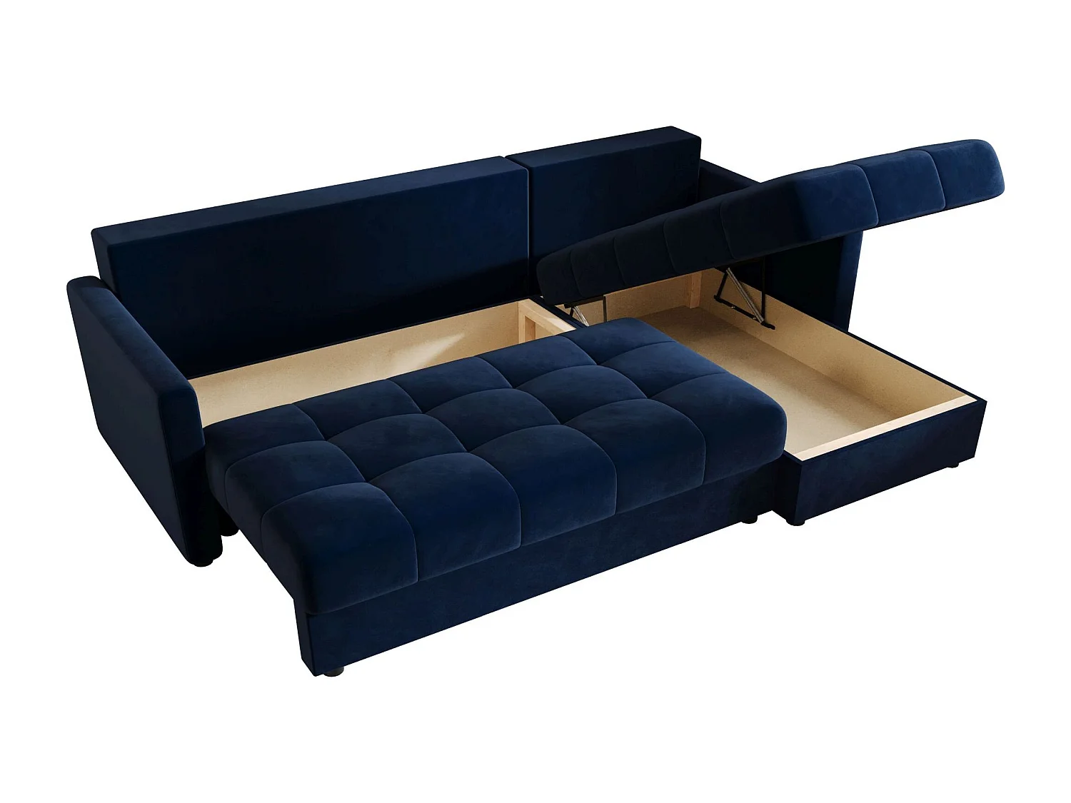 BEDANTE narożnik MOS L BIS Itaka 11 bleu foncé droite avec fonction de lit canapé en L avec coffre de rangement canapé de salon, canapé convertible